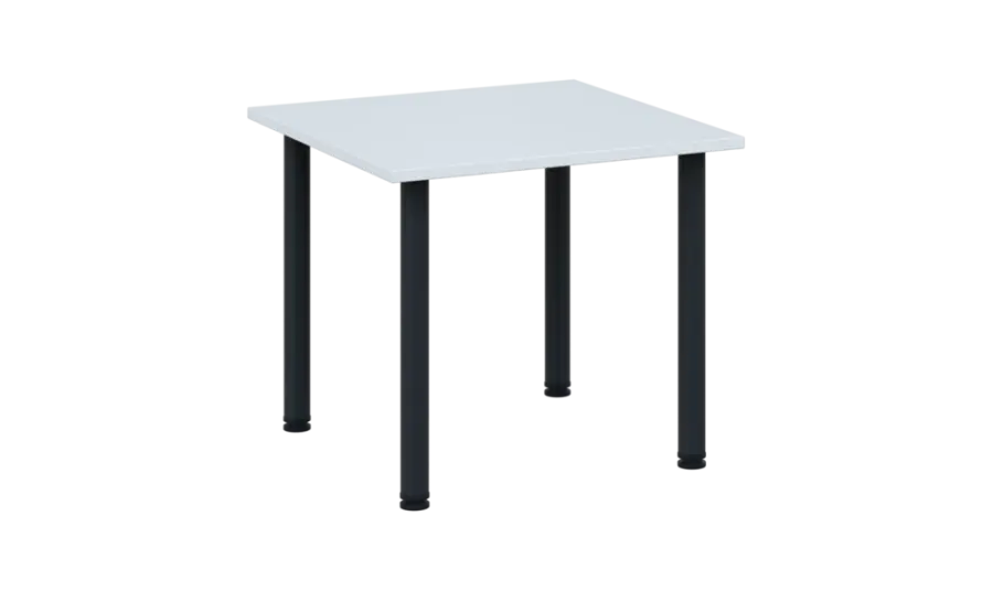 CRTR 80 jídelní stůl, kovová podnož černá, deska 25 mm, 800x800 mm, bílá